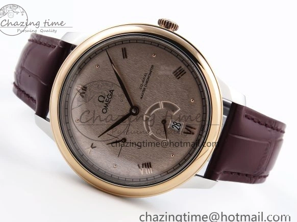 0416 QuickDry De Ville Date RG MKF 1:1 Best Edition Brown Textured Dial Diamonds Marker on Brown Leather Strap A 7747